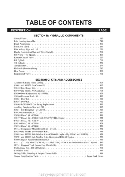 Gehl CTL60 CTL70 CTL80 Compact Track Loader (908307H) Parts Manual PDF