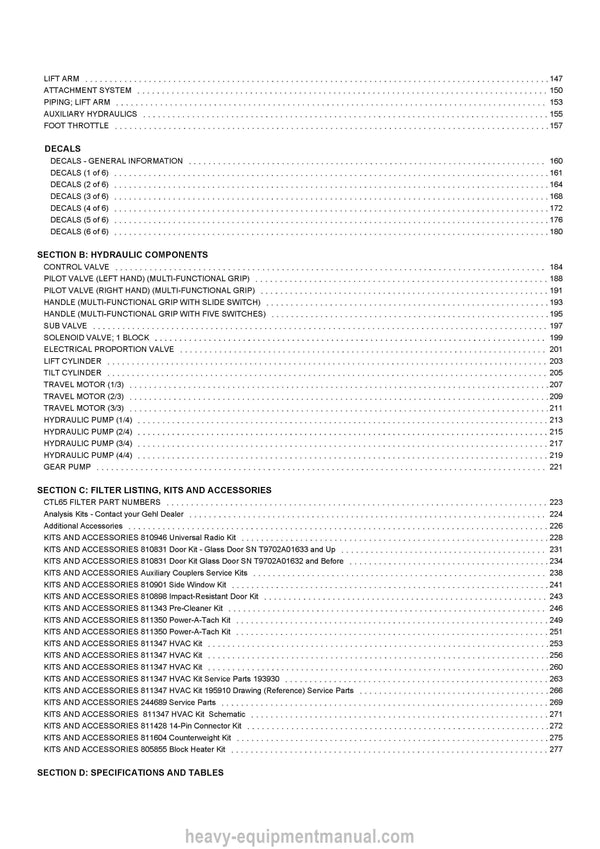 2011 Gehl CTL65 Compact Track Loader (917294) Parts Manual PDF Download