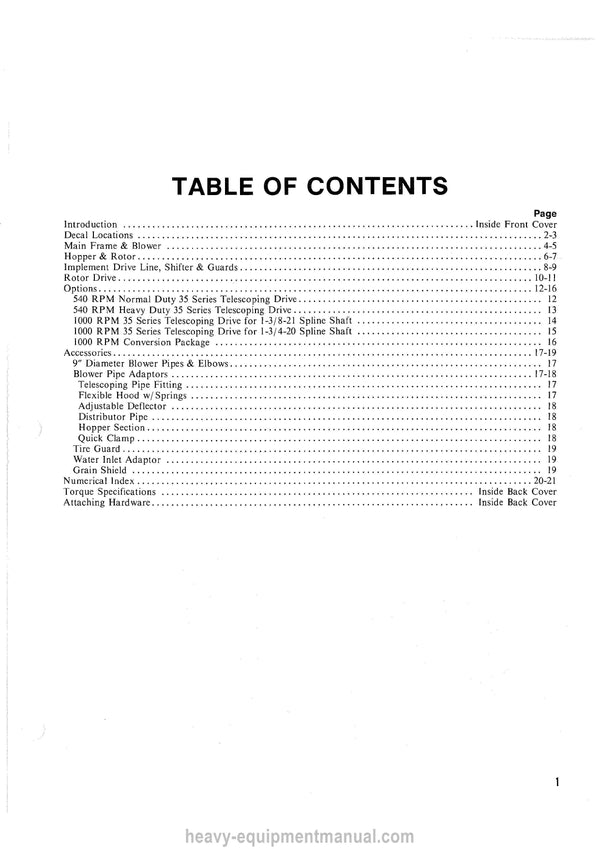 Gehl FB99 Forage Blower Service Parts Manual Download PDF