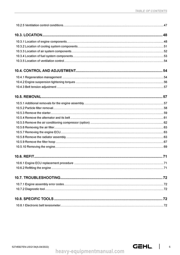 Gehl GCT 3-14 36Y ST5 S1 Telehandler (52745927) Service Manual PDF Download