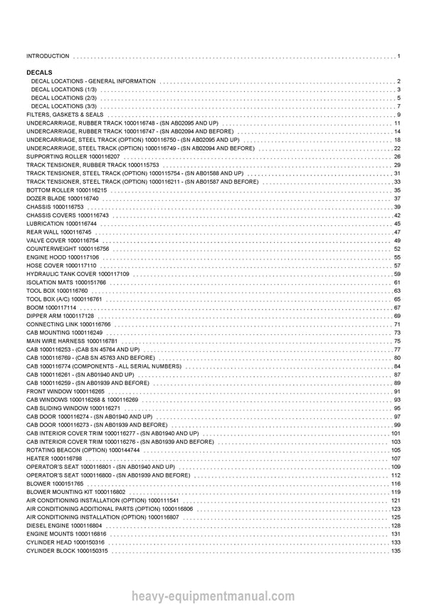 2009 Gehl GE602 Compact Excavator (918041) Parts Manual PDF SN AB00474 and Up
