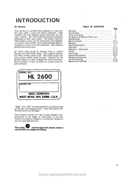 Gehl HL2600 Loader Operator Manual 901989A PDF Download
