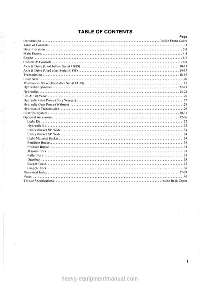 Gehl HL2600 Skid Loader (903010A) Service Parts Manual Download PDF