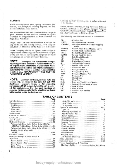 Gehl HL4400 Skid Steer Loader Parts Manual 902580A 