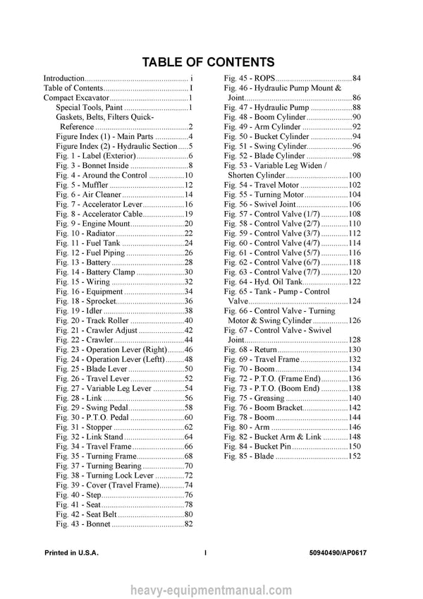 2017 Gehl M08 Compact Excavator (50940409A) PDF Parts Manual SN 00701 & Up 