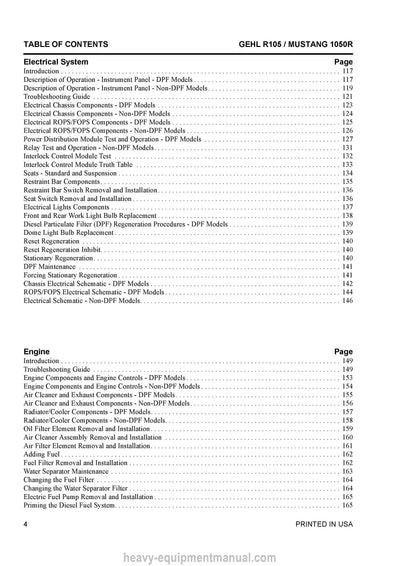 Gehl R105 Mustang 1050R Skid Steer Loader Service Repair Manual 50950298-A