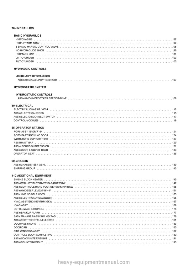 2023 Gehl R164 GB4 Compact Loader (50114329B) Parts Manual PDF Download