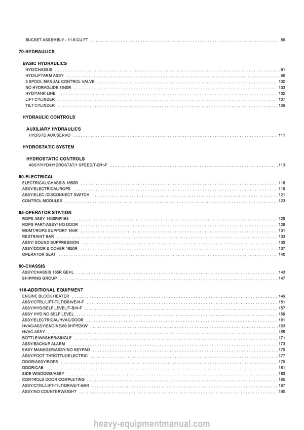 2023 Gehl R164 R180 Compact Loader (50114327B) Parts Manual PDF Download