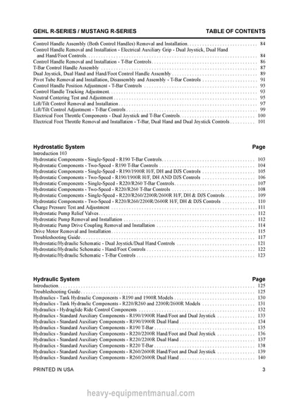 Gehl R190 R220 R260 Manitou/Mustang 1900R 2200R 2600R Skid Steer Loader Service Repair Manual 50950134-D