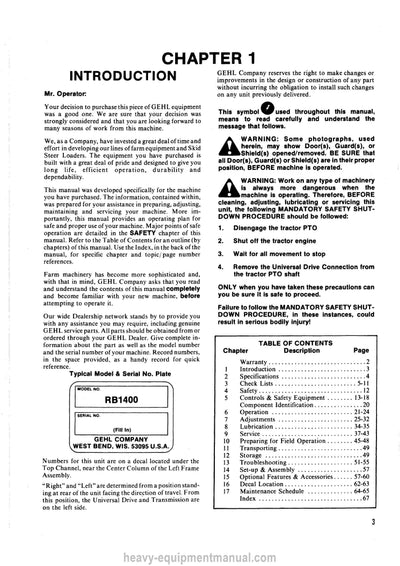 Gehl RB1400 Baler Operators Manual 902509A