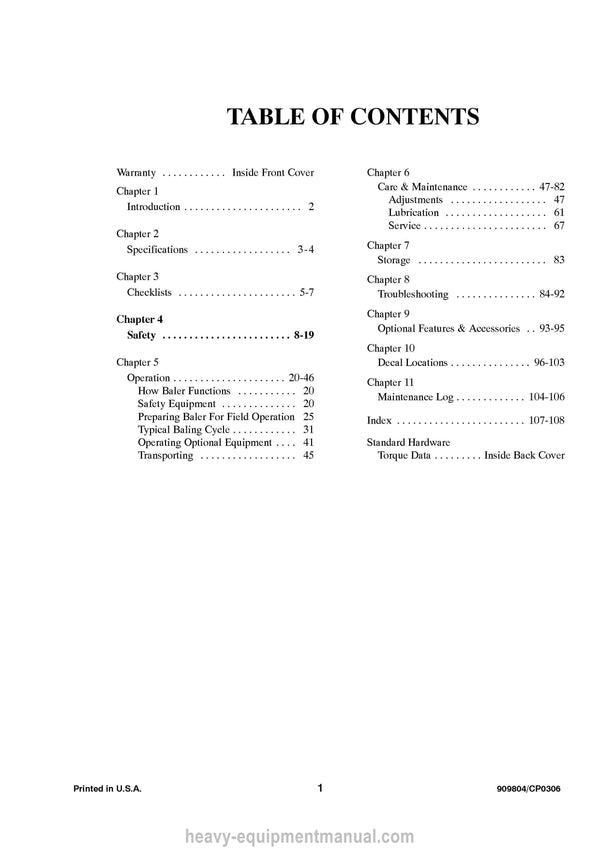 Gehl RB2480 RB2580 RB2680 RB2780 RB2880 Round Baler Operators Manual 909804C 2006