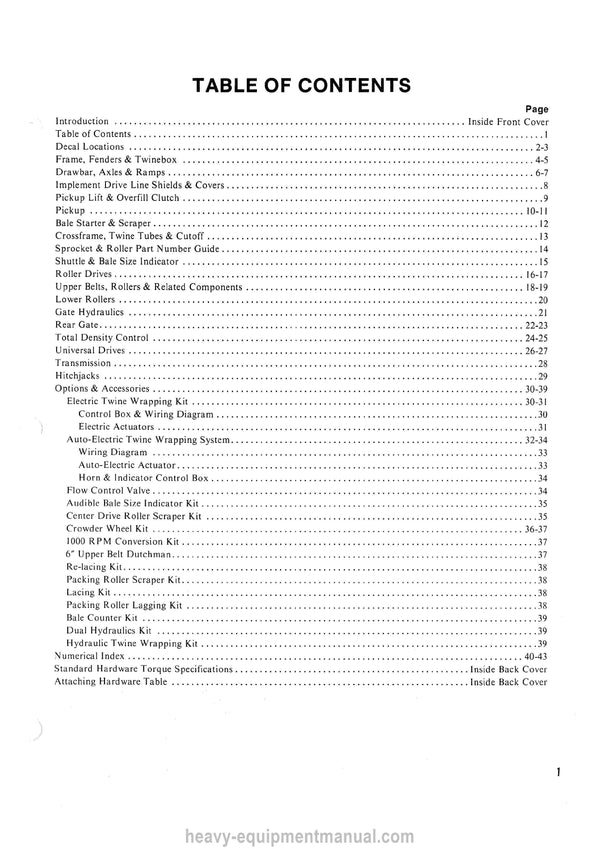 Gehl RB 1460 Round Baler Service Parts Manual 903410A