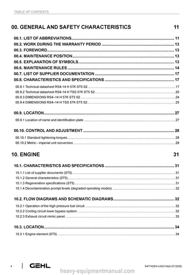 Gehl RS4-14 H 57K ST5 S2 Telescopic Handler Service Repair Manual (647742) PDF