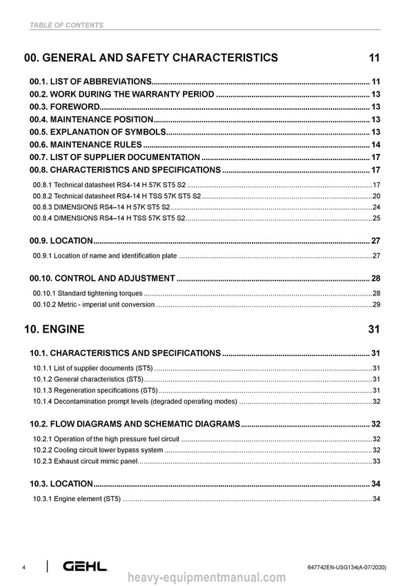 Gehl RS4-14 H TSS 57K ST5 S2 Telescopic Handler Service Repair Manual 647742