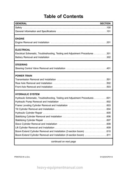 Gehl RS6-42 RS8-42 RS8-44 RS10-44 RS10-55 RS12-42 Telescopic Handler Service Manual 913233 2014