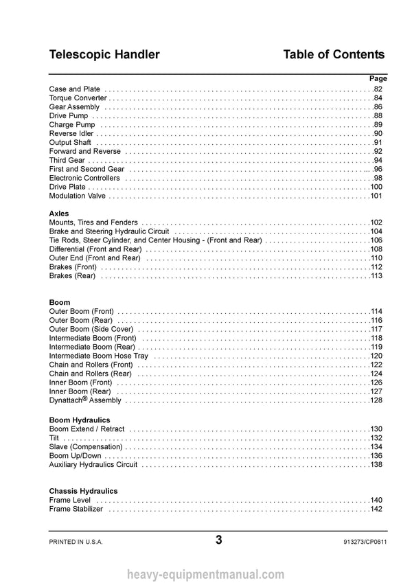 Gehl RS6-42 RS8-42 RS8-44 Telescopic Handler (913273C) Parts Manual PDF