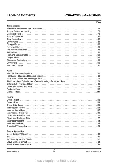 Gehl RS6-42 RS8-42 RS8-44 Telescopic Handler (913319A) Parts Manual PDF