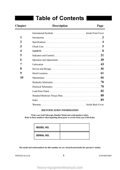 Gehl RS6-42 RS8-42 44 Telescopic Handler Operator Manual 913218C PDF