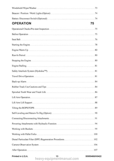 Gehl RT135 Compact Track Loader (50950466H) Operator Manual PDF Download