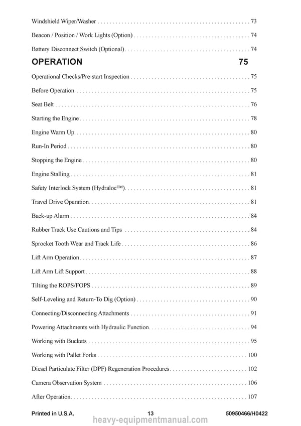 Gehl RT135 Compact Track Loader (50950466H) Operator Manual PDF Download