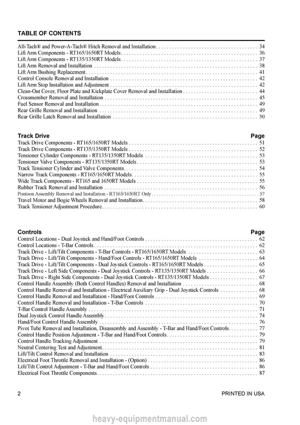 Gehl RT135 RT165 Manitou Mustang 1350RT 1650RT Compact Track Loader (50950470A) Service Manual
