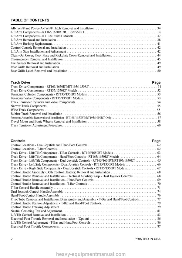 Gehl RT135 RT165 RT195 Compact Track Loader (50950616) Service Manual PDF Download
