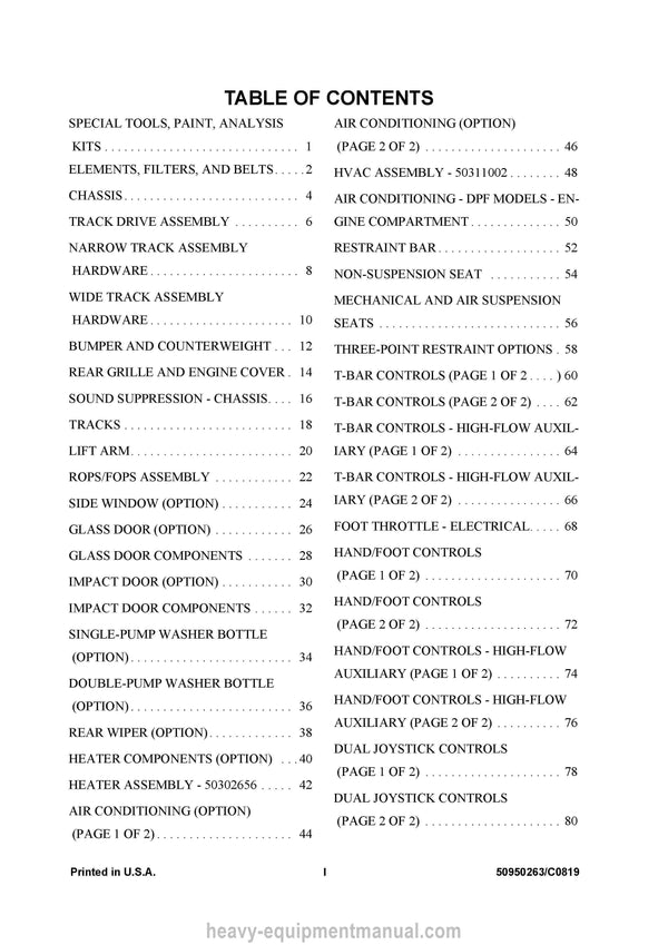 Gehl RT165 Compact Track Loader (50950263C) Parts Manual Download PDF