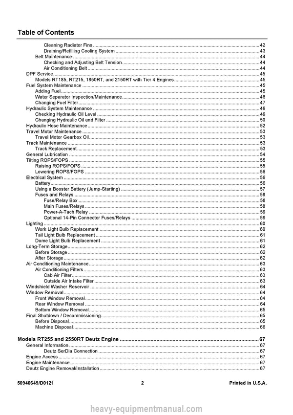 Gehl RT185 RT215 RT255 Compact Track Loader Service Manual 50940649-D PDF