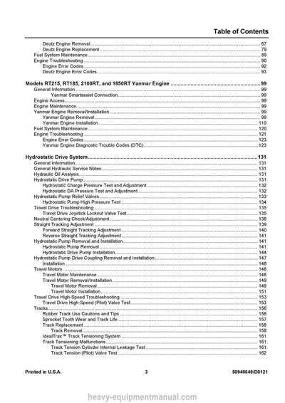 Gehl RT185 RT215 RT255 Compact Track Loader Service Manual 50940649-D PDF