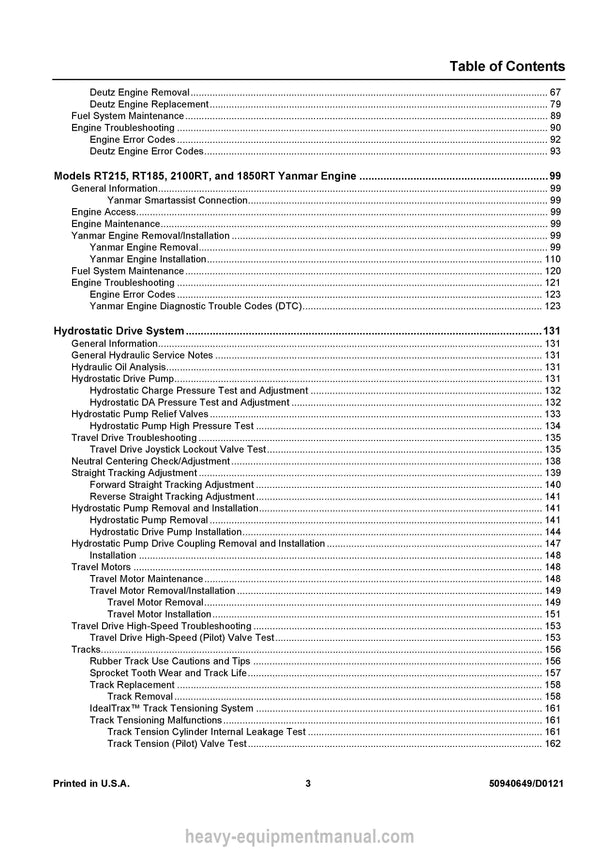 Gehl RT185 RT215 RT255 Compact Track Loader Service Manual 50940649-D PDF