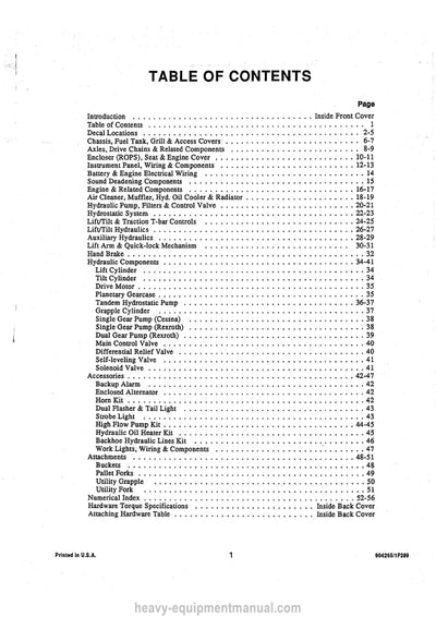 Gehl SL5620 Skid-Steer Loader (904265A) Parts Manual Download PDF