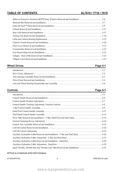 Gehl SL7610 SL7710 SL7810 Skid Steer Loader Service Repair Manual 917033