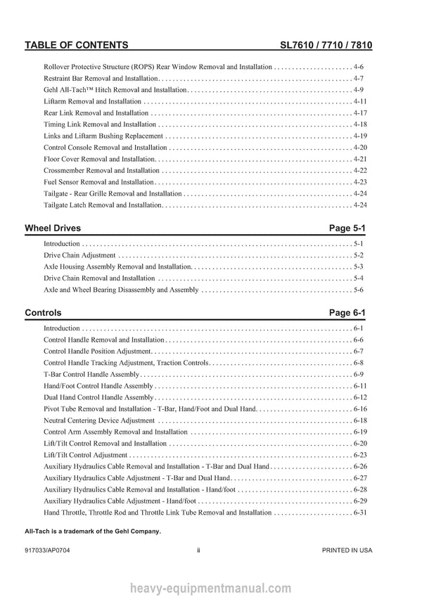 Gehl SL7610 SL7710 SL7810 Skid Steer Loader Service Repair Manual 917033