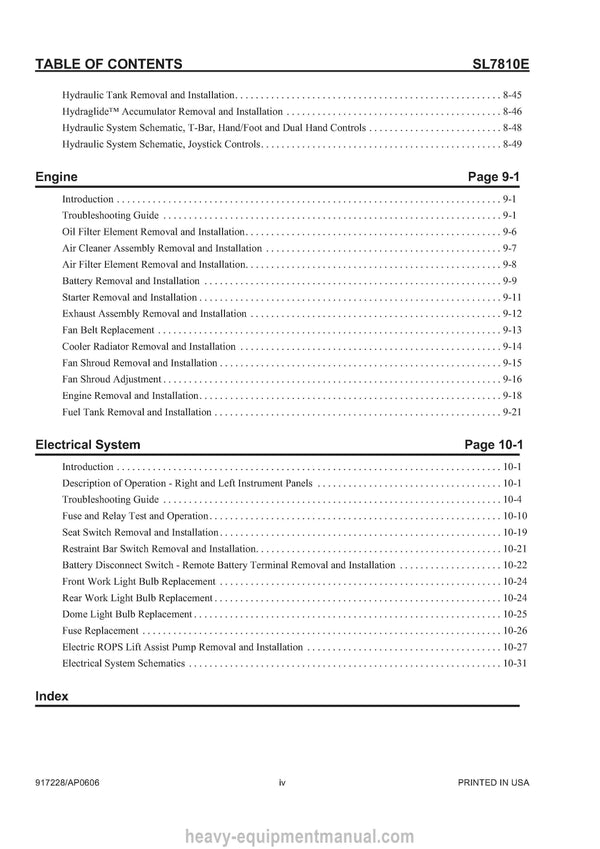 Gehl SL7810E Skid Steer Loader (917228) Service Repair Manual PDF Download