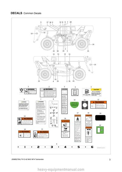 Gehl TH12-42 MAX M74 Telescopic Handler (50960276A) Parts Manual PDF