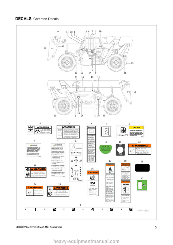 Gehl TH12-42 MAX M74 Telescopic Handler (50960276A) Parts Manual PDF