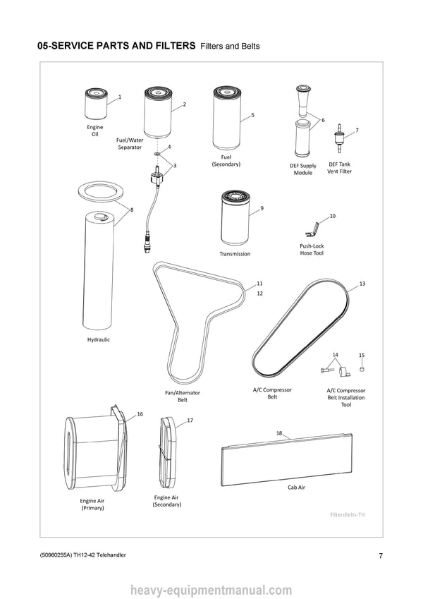 Gehl TH12-42 Telescopic Handler (50960255A) Parts Manual PDF Download