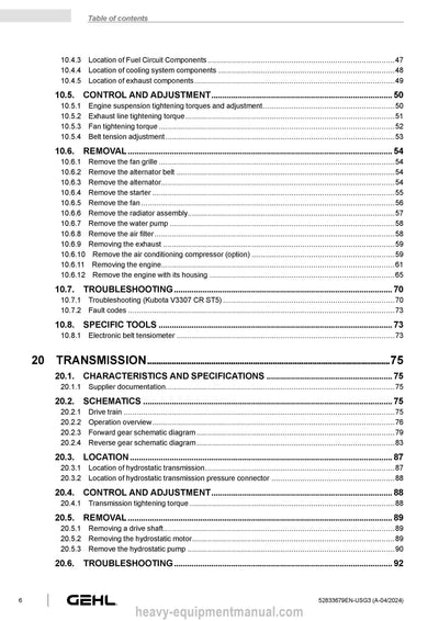 Gehl TH 5-19 H 75K ST5 S1 Telehandler (52833679) Service Manual PDF Download