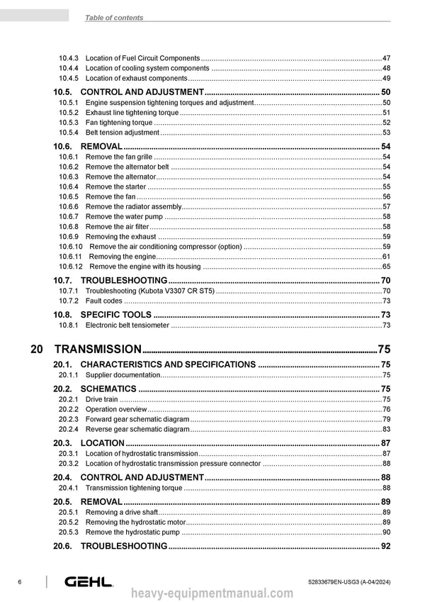 Gehl TH 5-19 H 75K ST5 S1 Telehandler (52833679) Service Manual PDF Download
