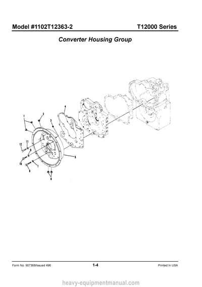 Gehl Transmission T12000 T18000 Parts Manual 907368B
