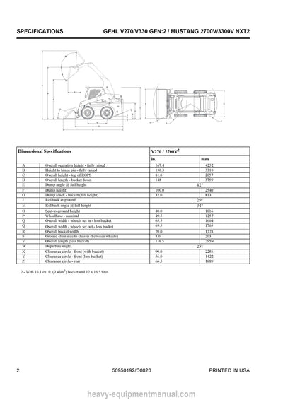 Manitou Mustang 2700V 3300V NXT2 Skid Steer Loader Service Repair Manual 50950192-D