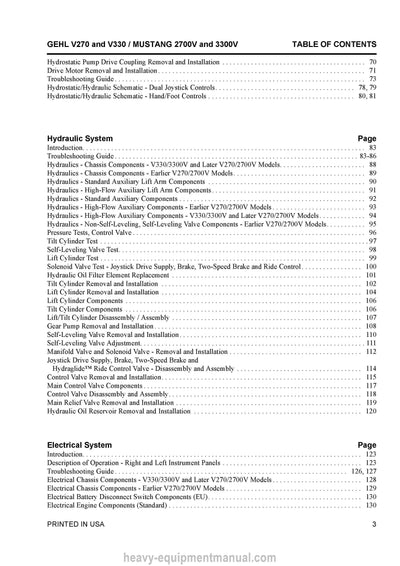 Gehl V270 V330 Mustang 2700V 3300V Skid Steer Loader Service Repair Manual 917435B