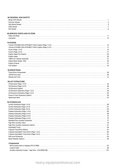 Gehl V275 Skid Loader Parts Manual 50950585A 2023