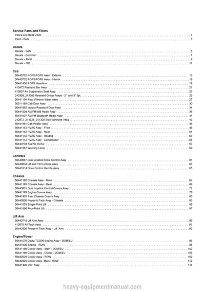 Gehl V420 Skid Steer Loader Parts Manual 50950232C 2019