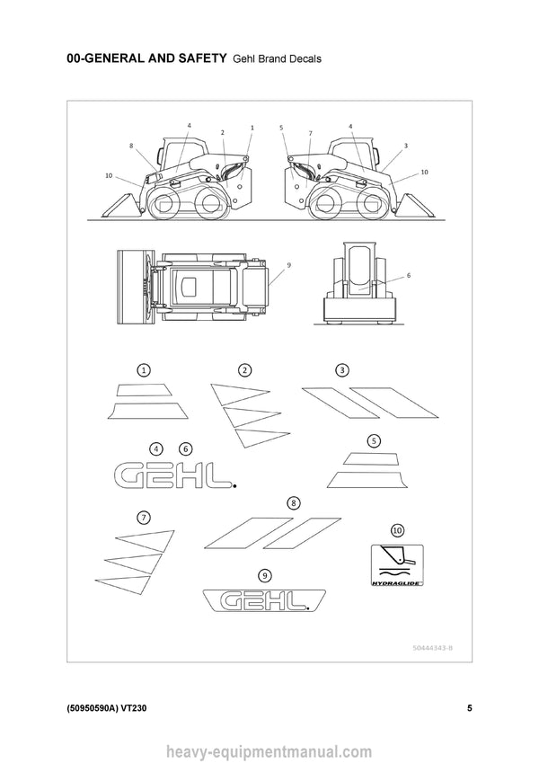 Gehl VT230 Track Loader (50950590A) Parts Manual PDF Download