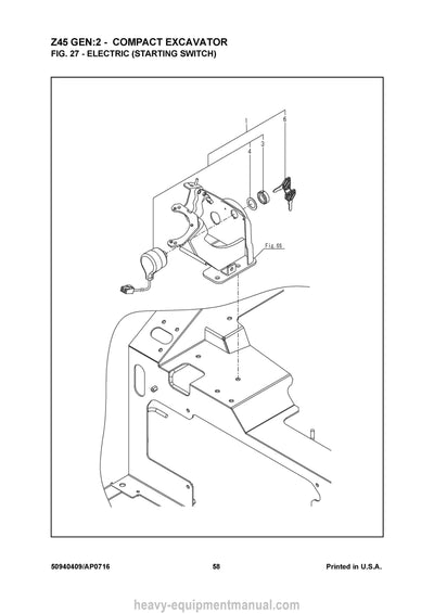 Gehl Z45 GEN2 Compact Excavator SN 00701 and Up Parts Manual 50940409 2016