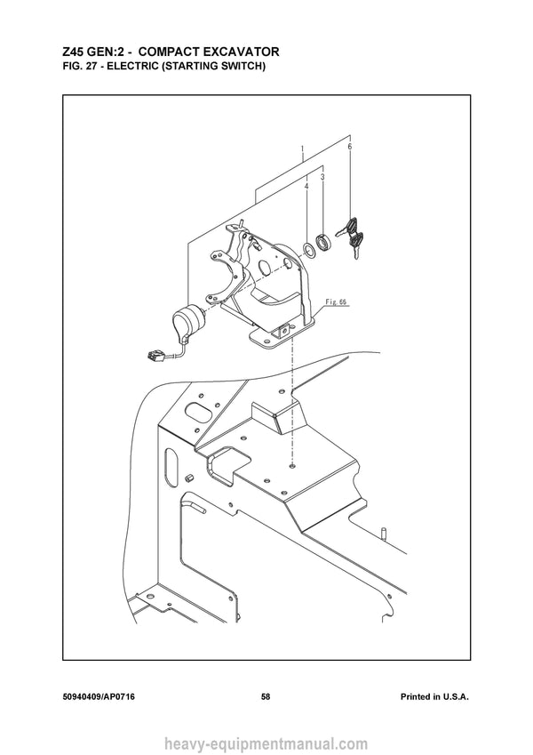 Gehl Z45 GEN2 Compact Excavator SN 00701 and Up Parts Manual 50940409 2016