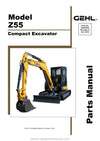 Gehl Z55 Compact Excavator Parts Manual 50940328A 2015