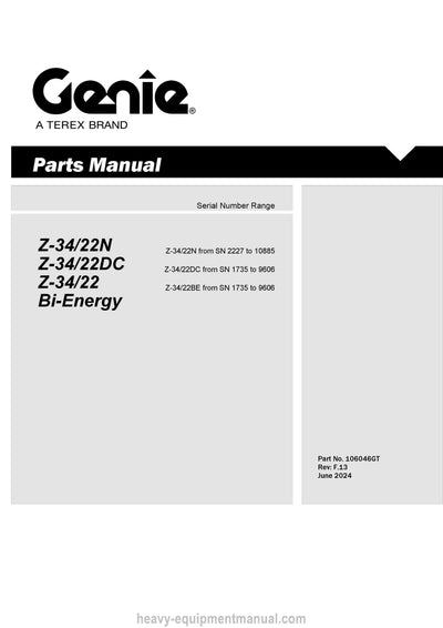 Genie Z-34/22N Articulated Boom Lift Parts manual