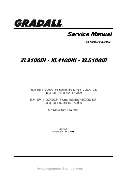 Gradall XL3100III XL4100III XL5100III Excavator Service Manual PDF Download